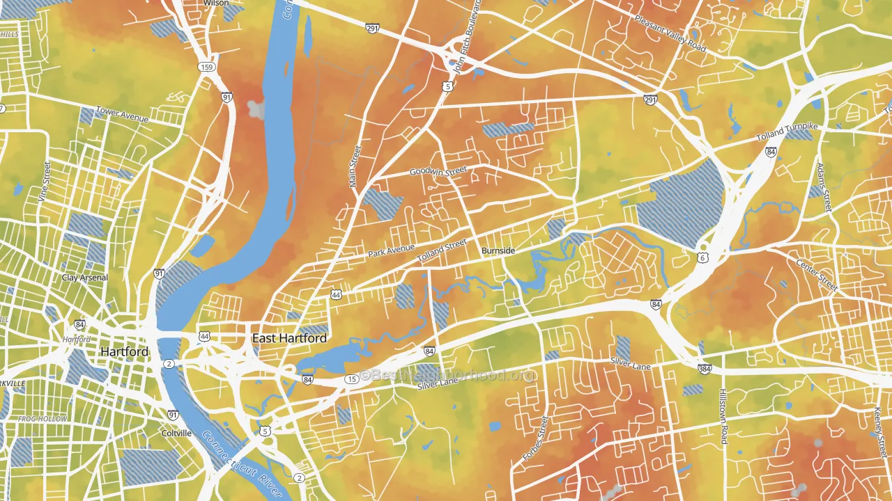 Bike Grade map of 06108, CT