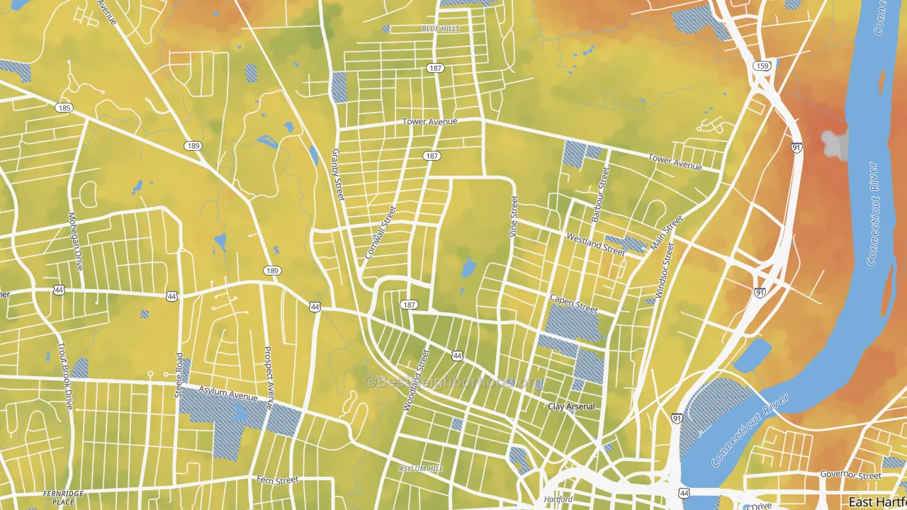 Bike Grade map of 06112, CT