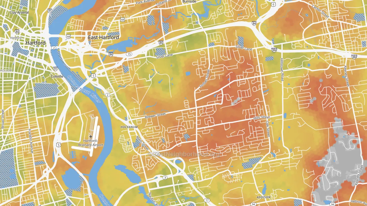 Bike Grade map of 06118, CT