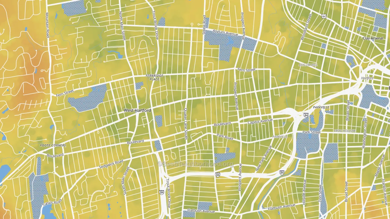 Bike Grade map of 06119, CT