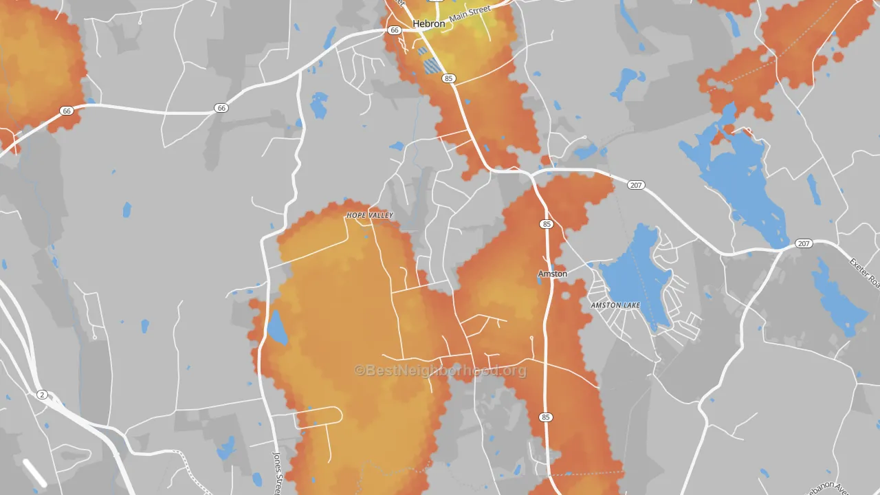 Bike Grade map of 06231, CT