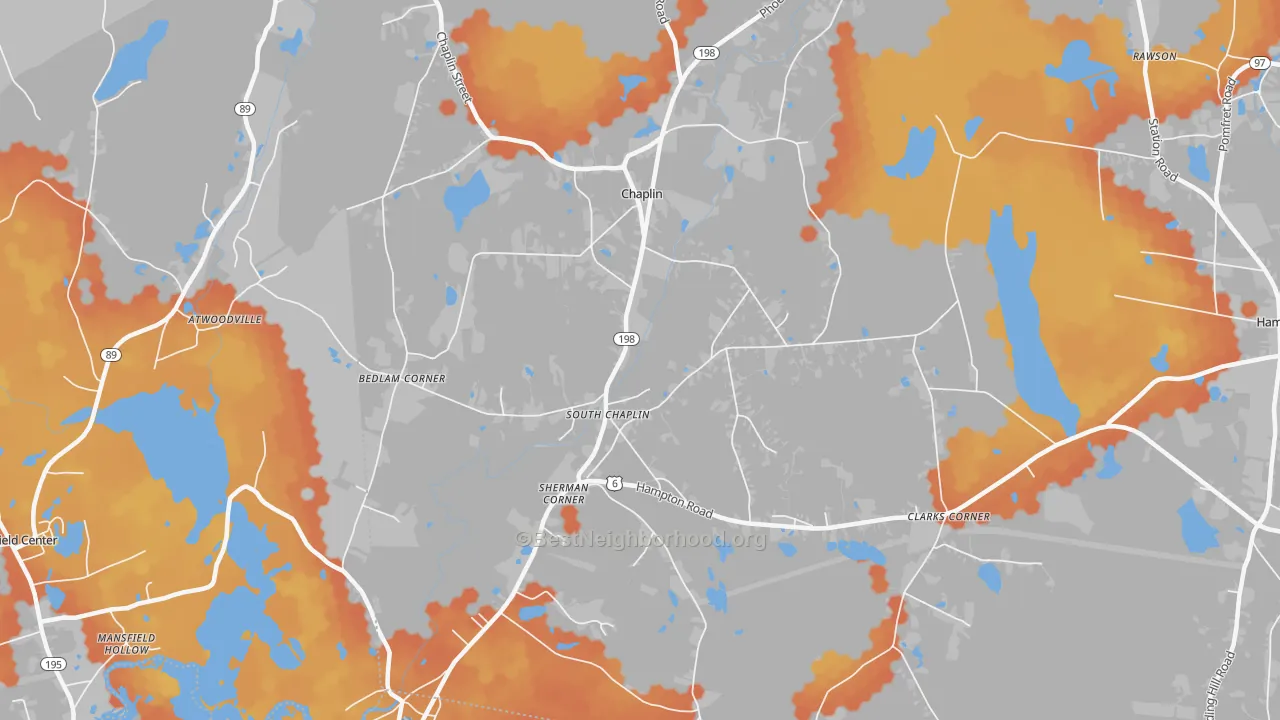 Bike Grade map of 06235, CT