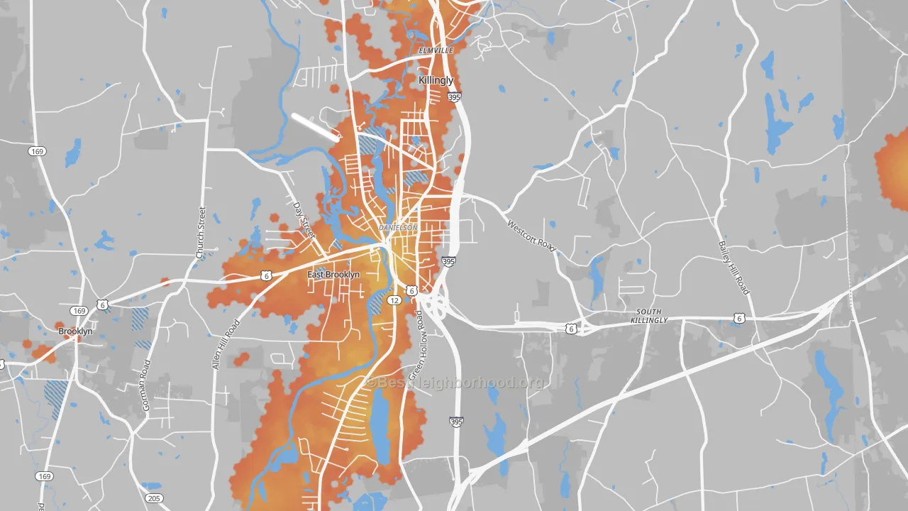 Bike Grade map of 06239, CT