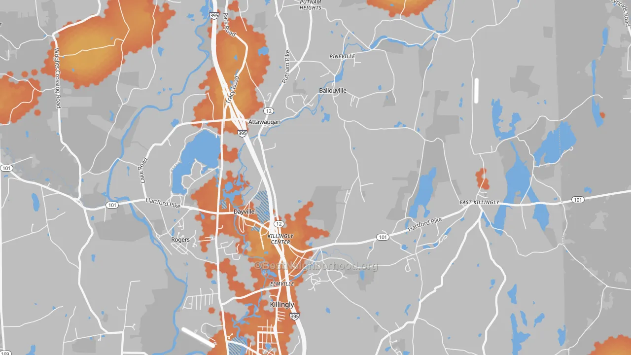 Bike Grade map of 06241, CT