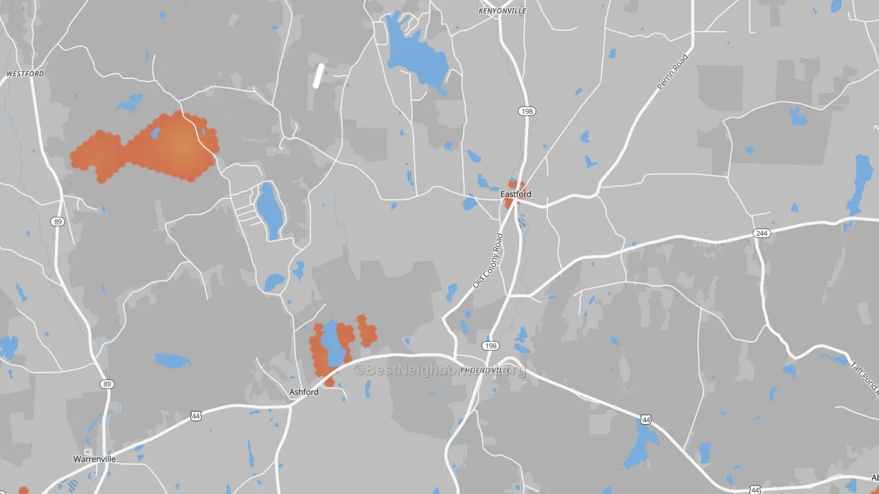 Bike Grade map of 06242, CT