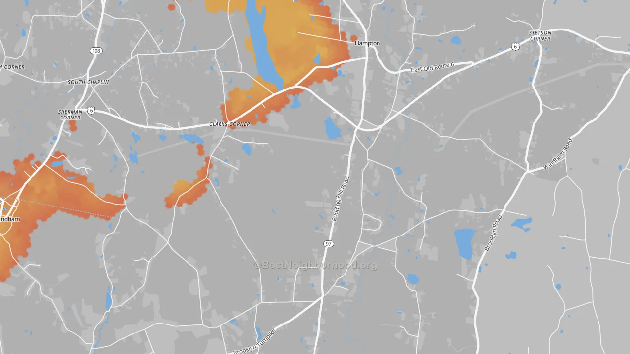 Bike Grade map of 06247, CT