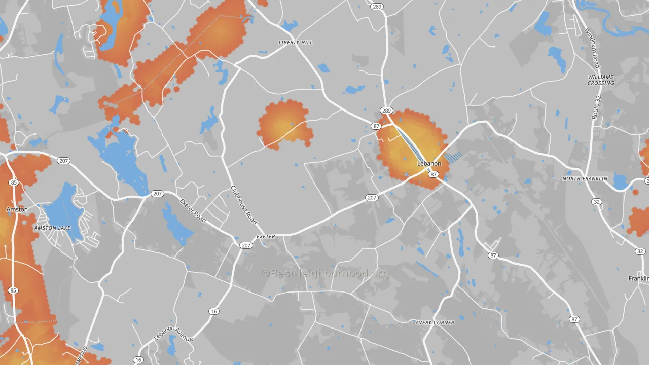 Bike Grade map of 06249, CT
