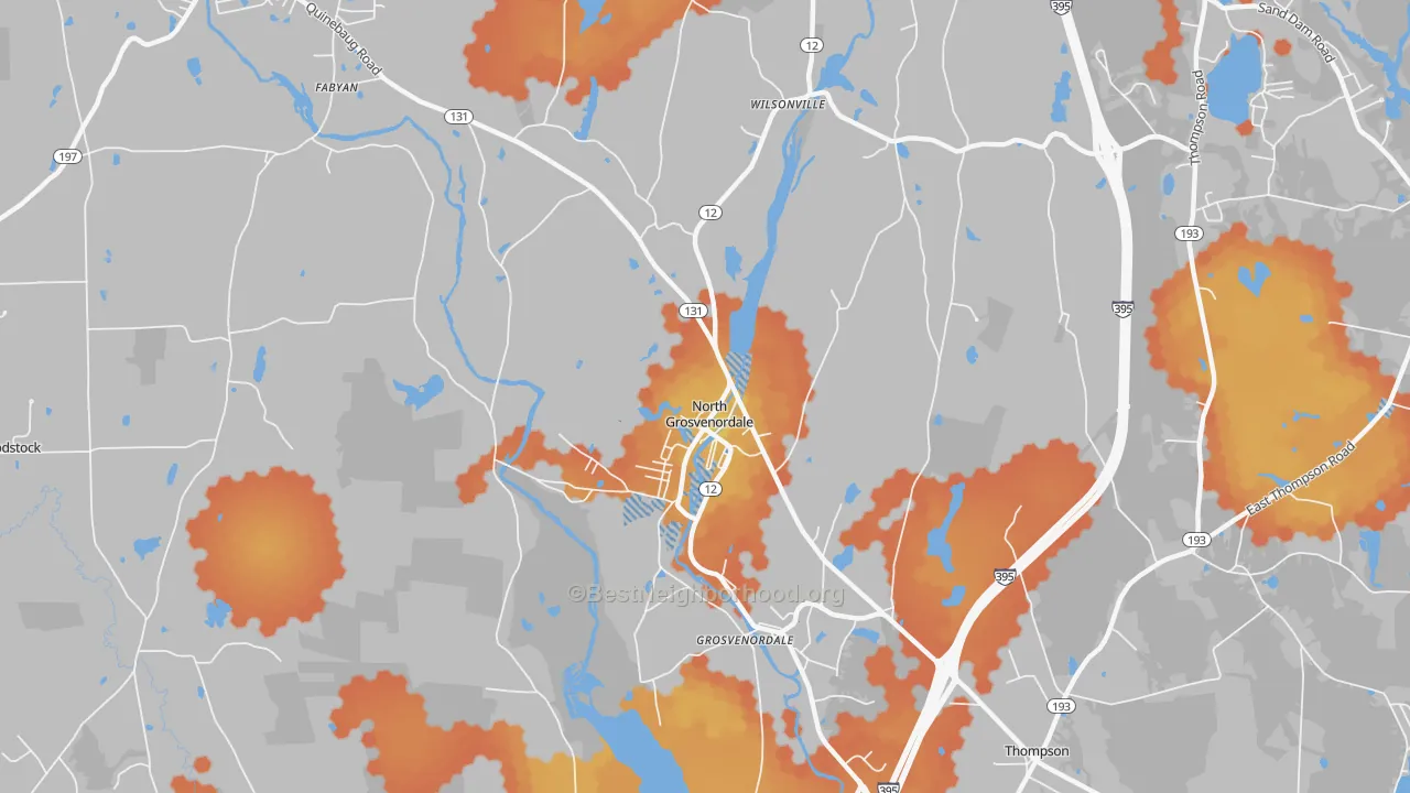 Bike Grade map of 06255, CT