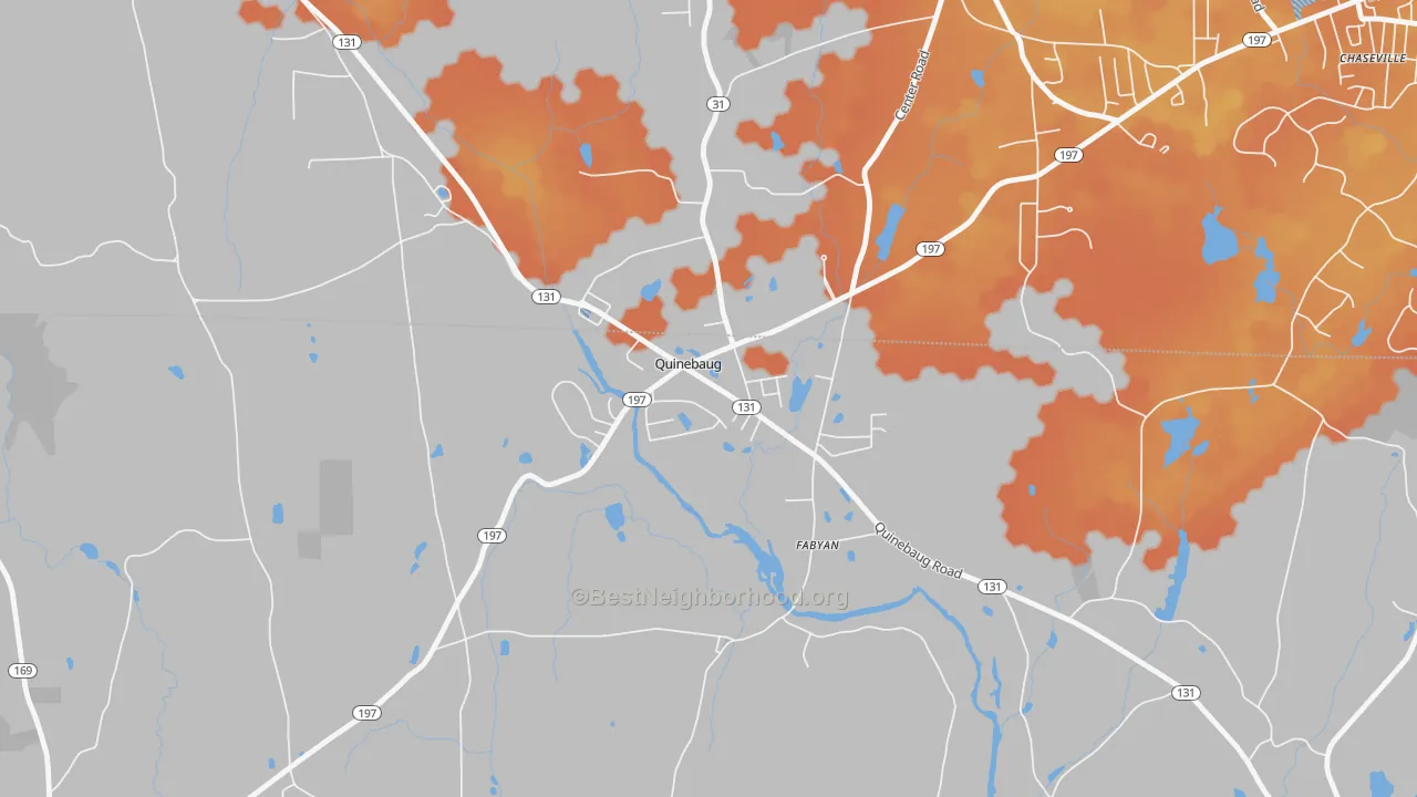 Bike Grade map of 06262, CT