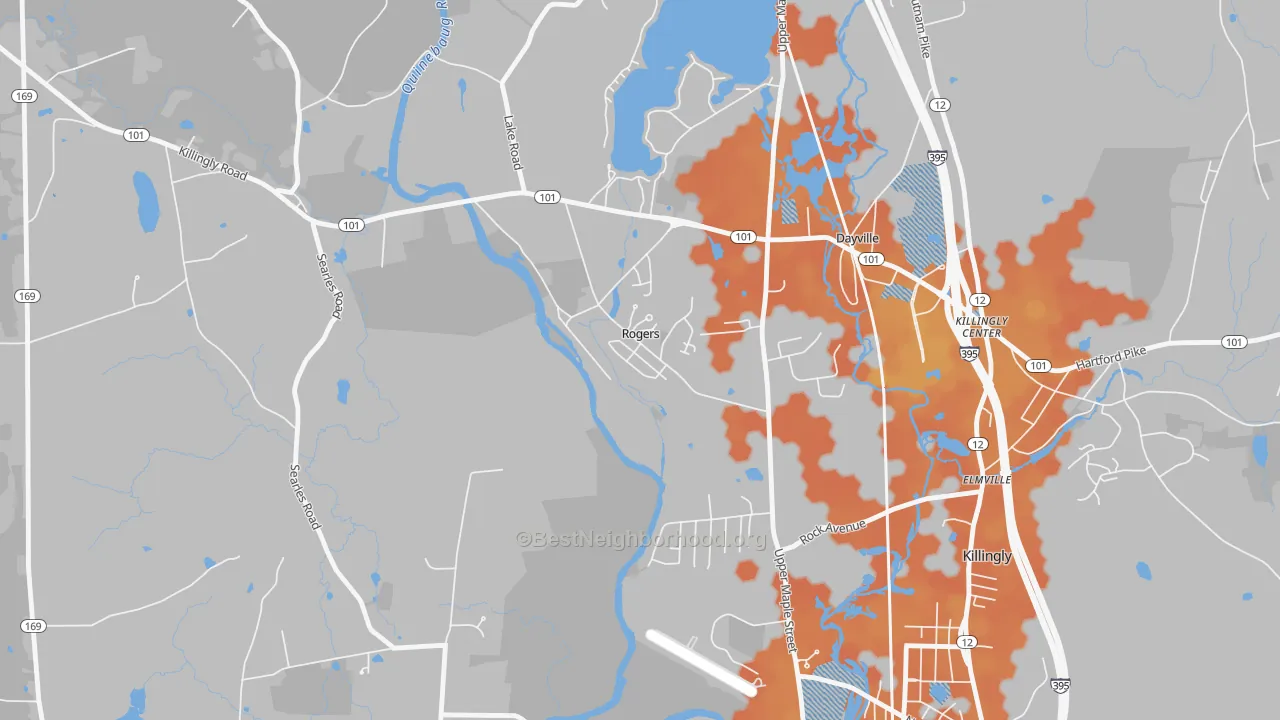 Bike Grade map of 06263, CT