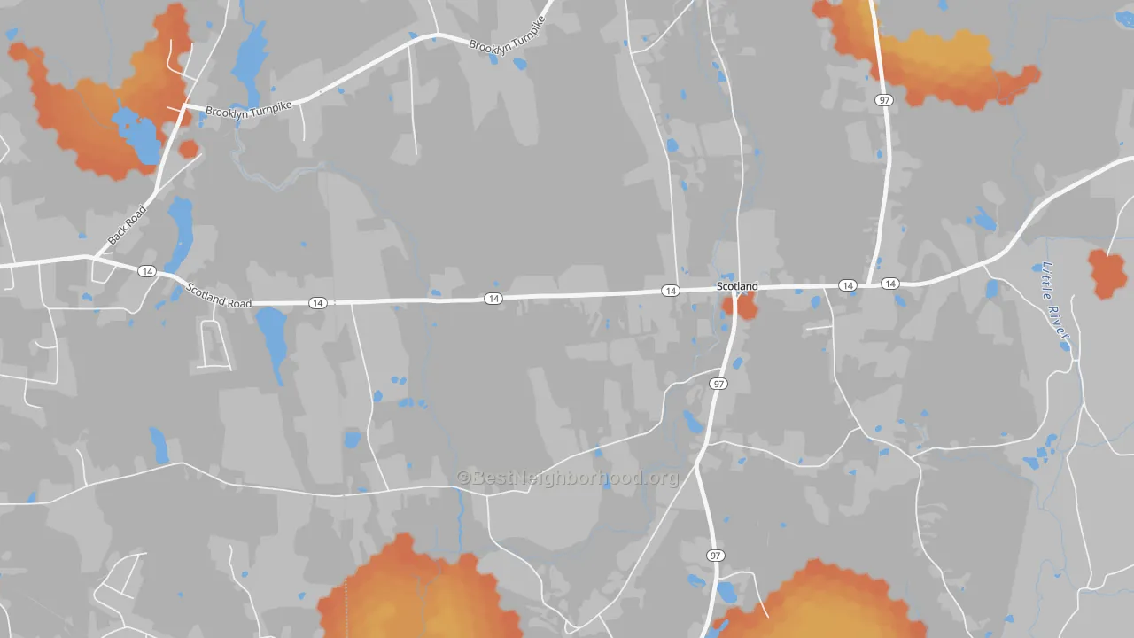 Bike Grade map of 06264, CT