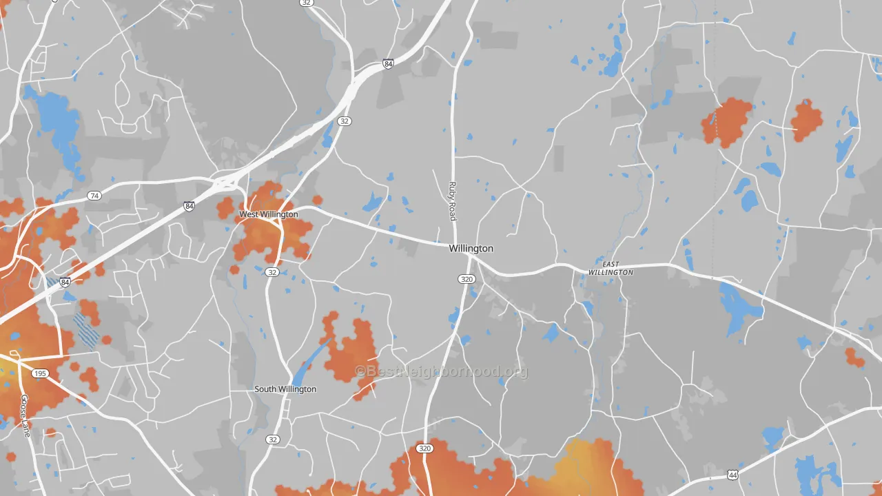 Bike Grade map of 06279, CT