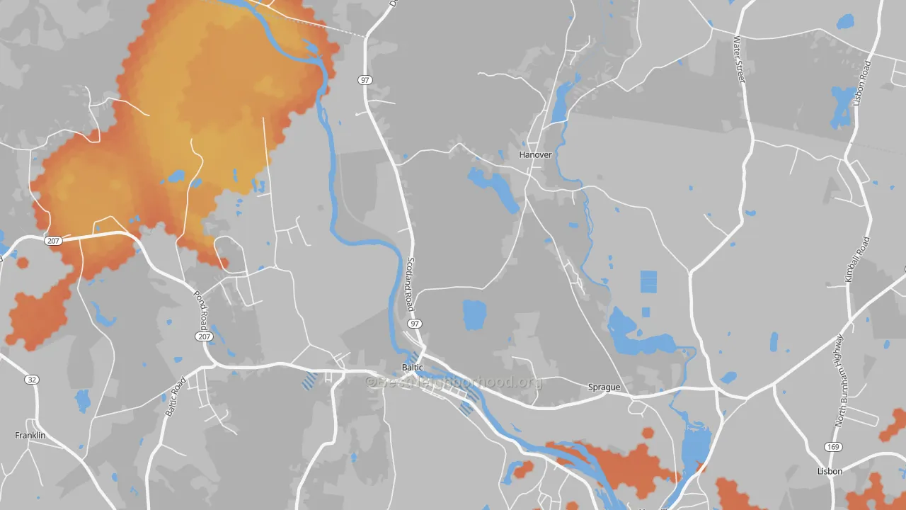 Bike Grade map of 06330, CT
