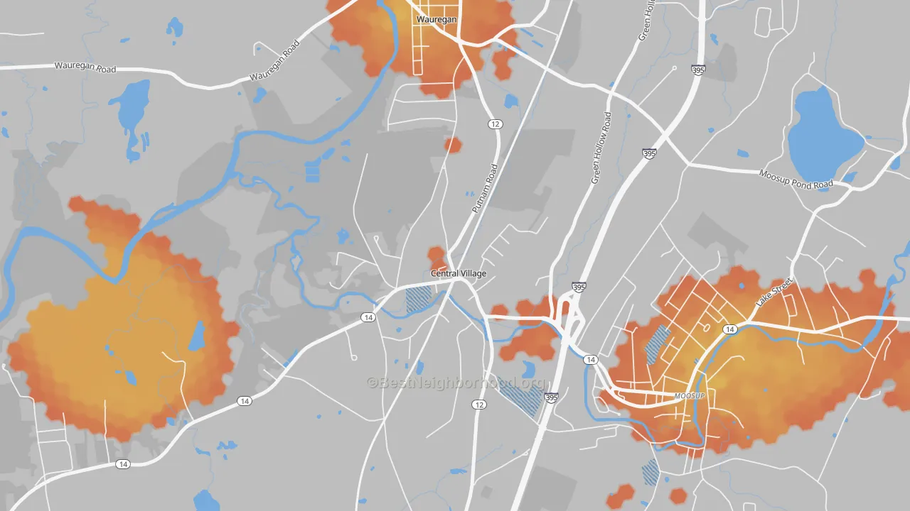 Bike Grade map of 06332, CT