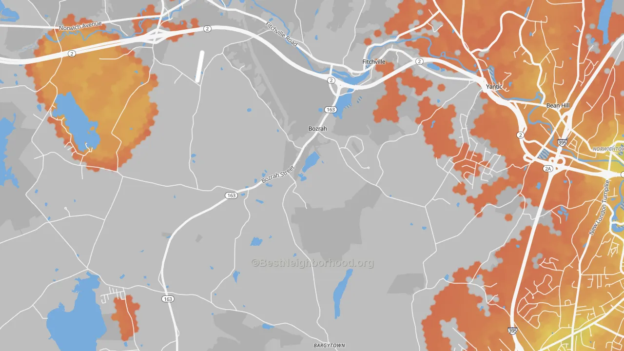 Bike Grade map of 06334, CT