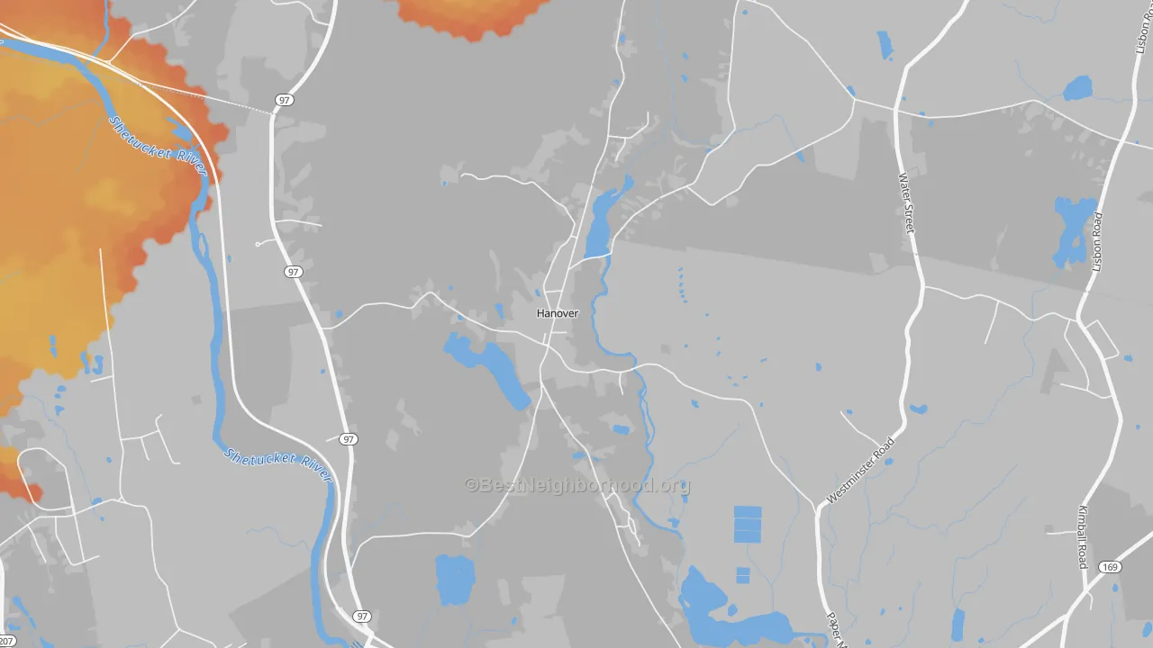 Bike Grade map of 06350, CT