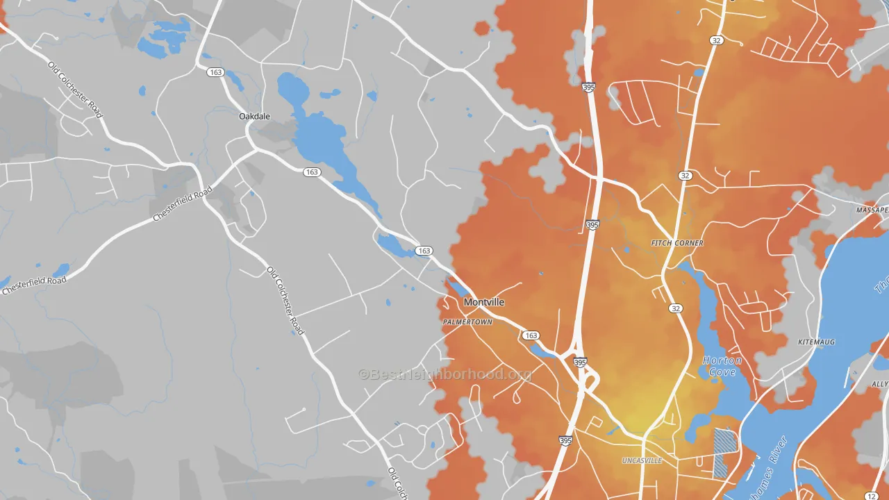 Bike Grade map of 06353, CT