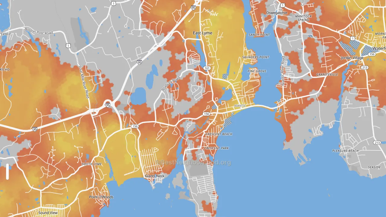 Bike Grade map of 06357, CT