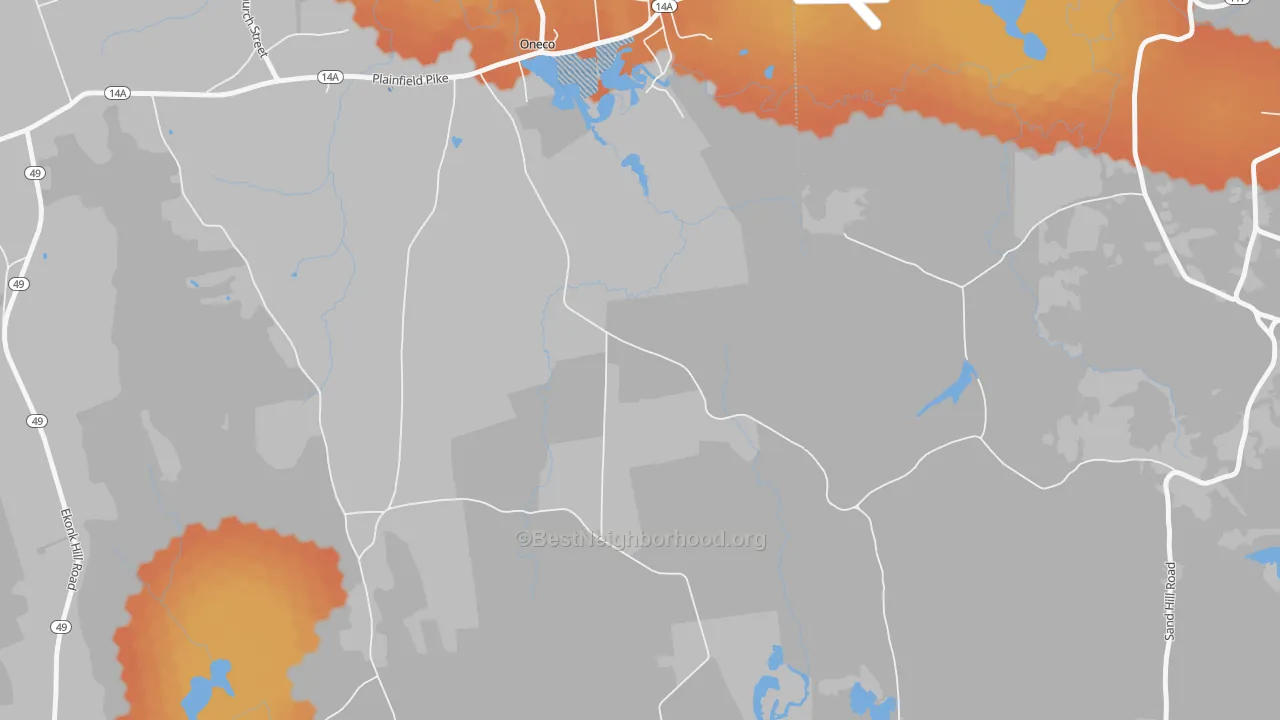 Bike Grade map of 06373, CT