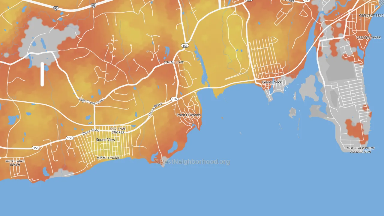 Bike Grade map of 06376, CT