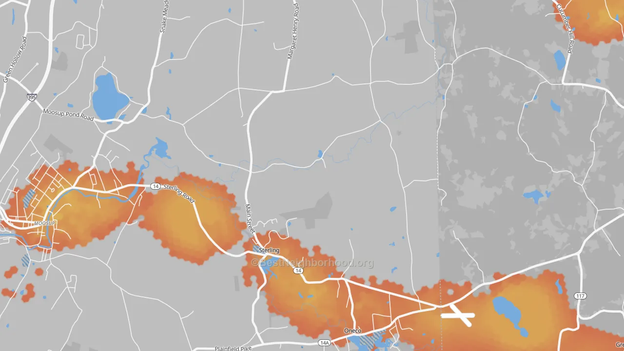 Bike Grade map of 06377, CT