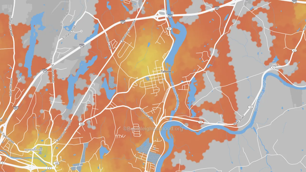 Bike Grade map of 06380, CT