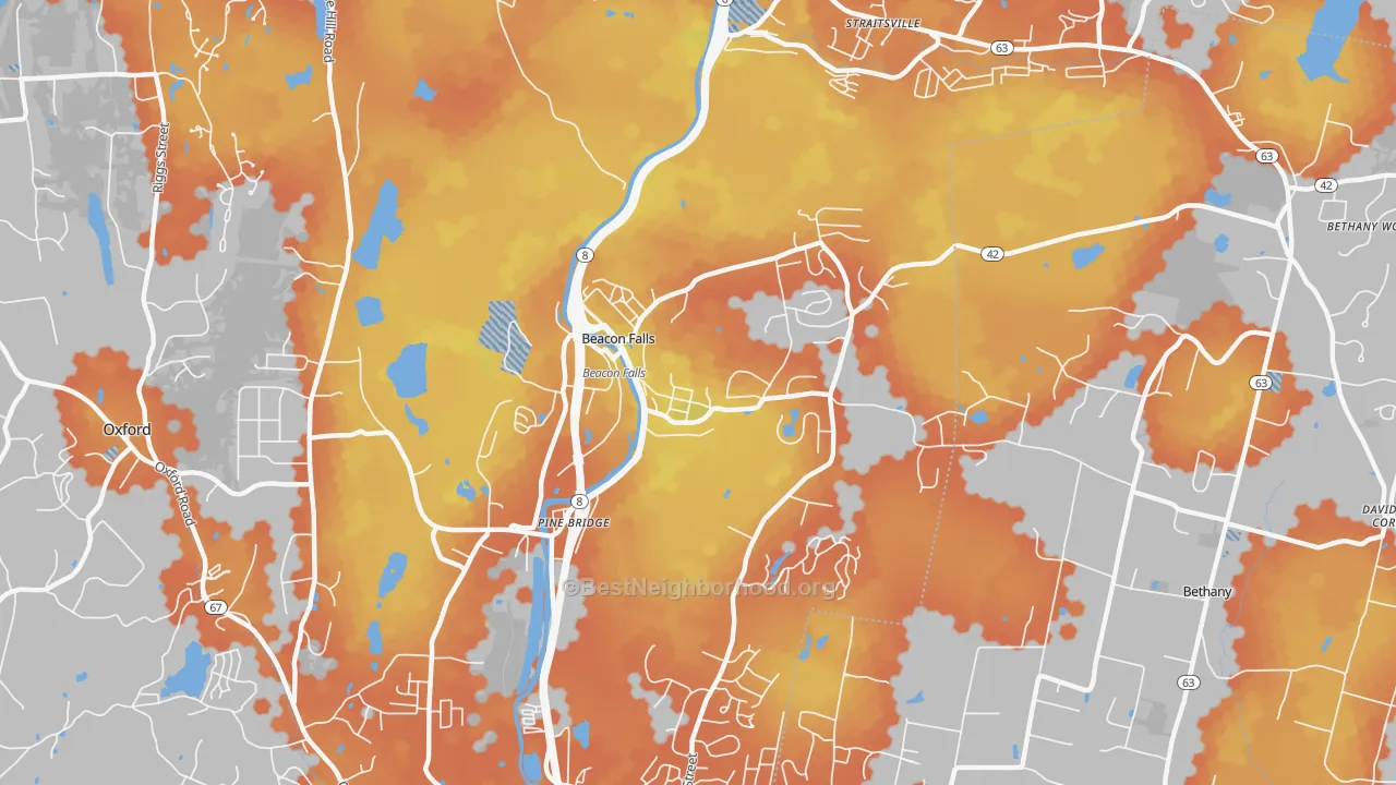 Bike Grade map of 06403, CT