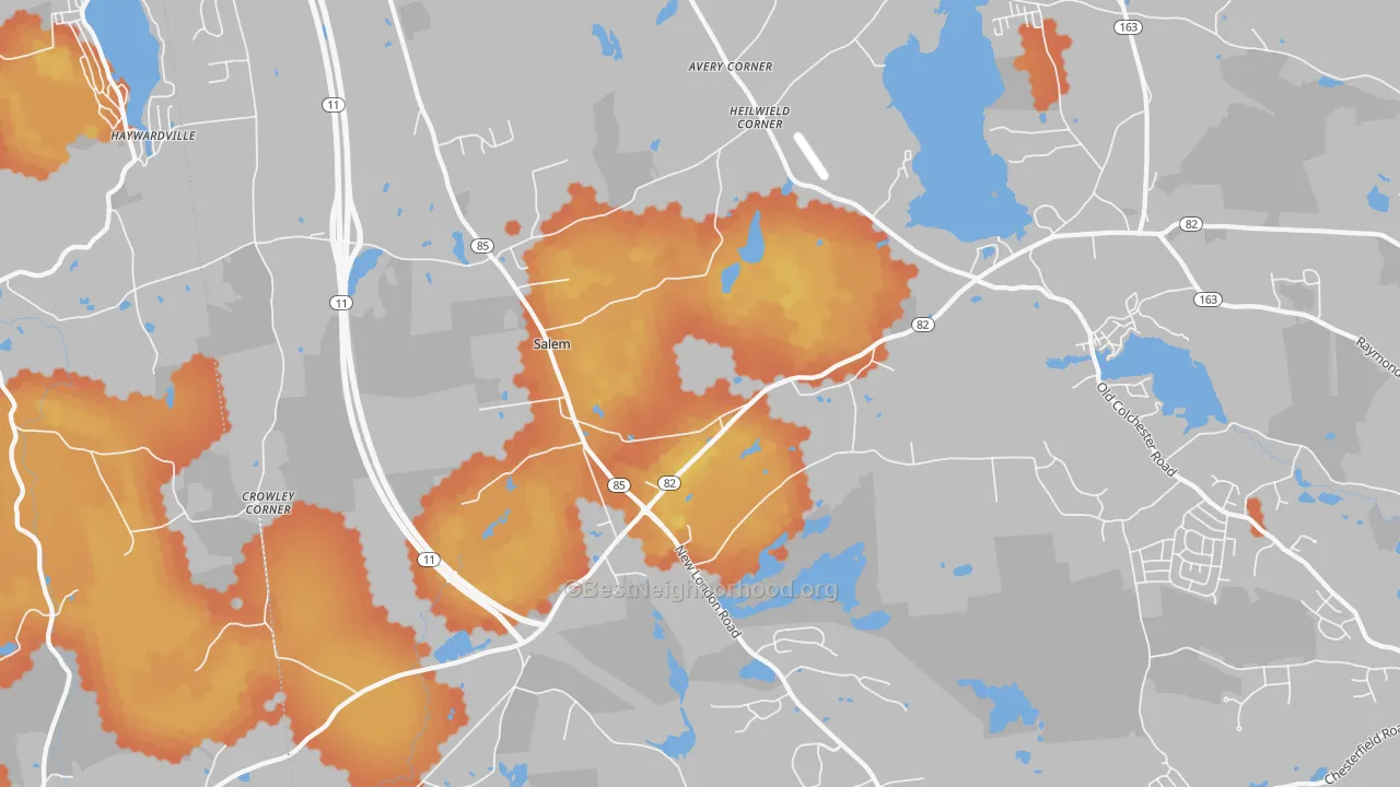 Bike Grade map of 06420, CT