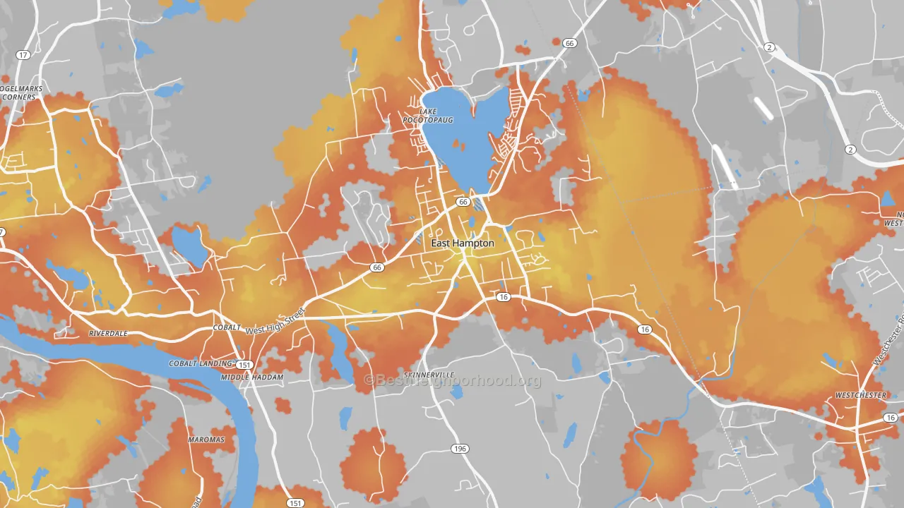 Bike Grade map of 06424, CT