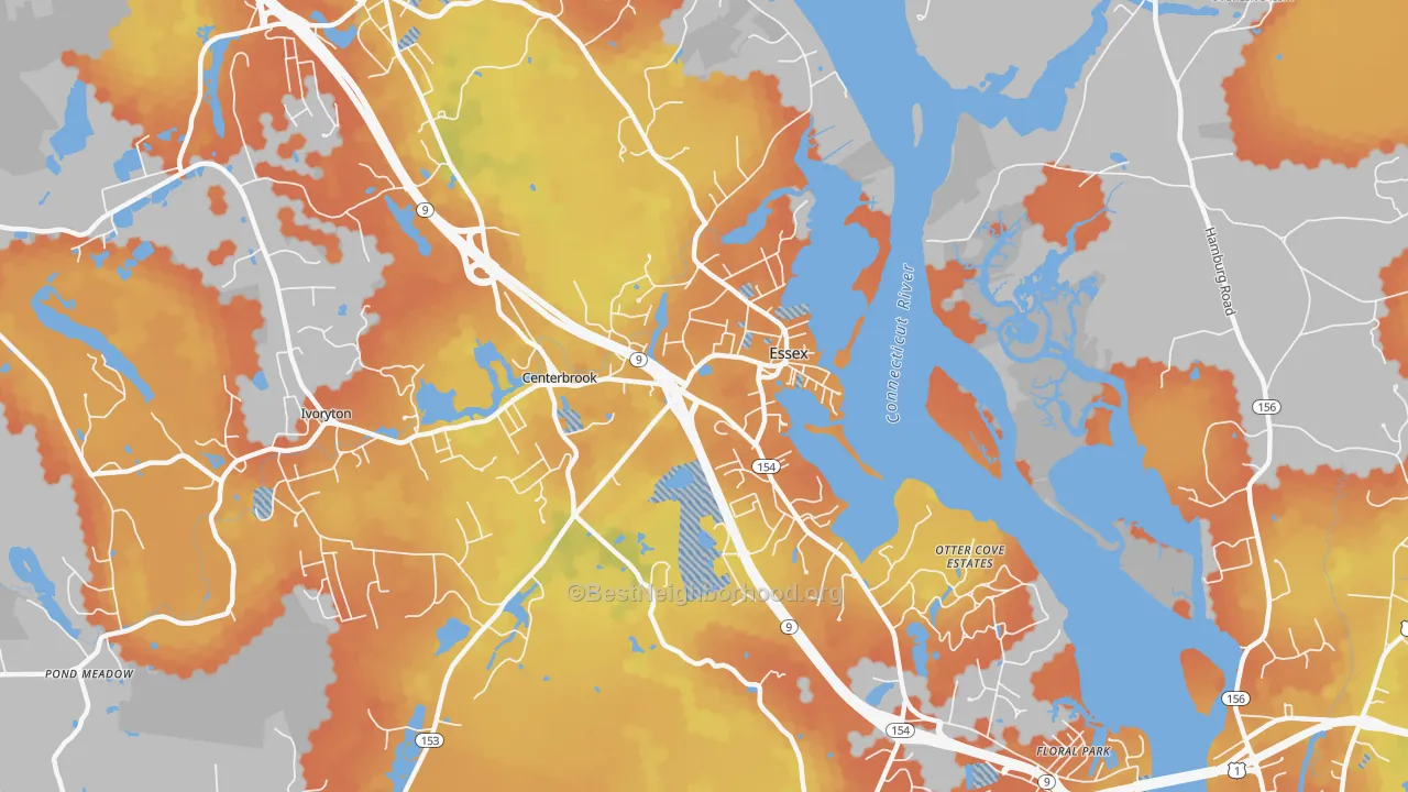 Bike Grade map of 06426, CT