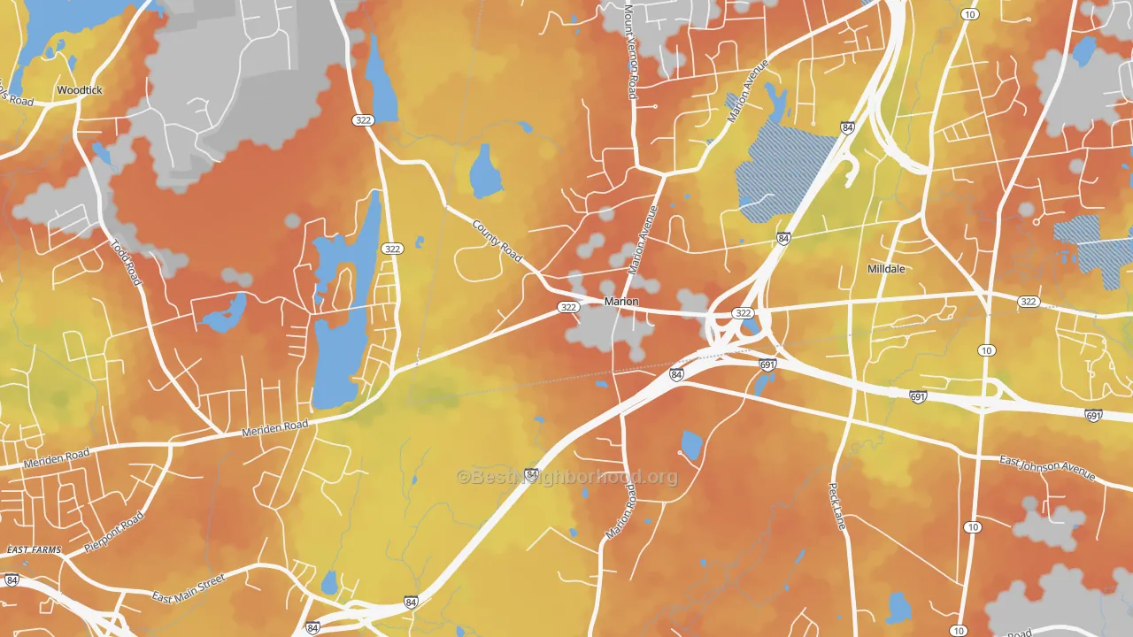 Bike Grade map of 06444, CT