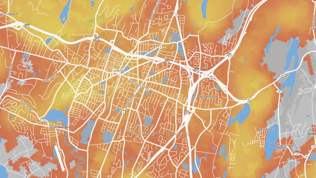 Bike Grade map of 06450, CT