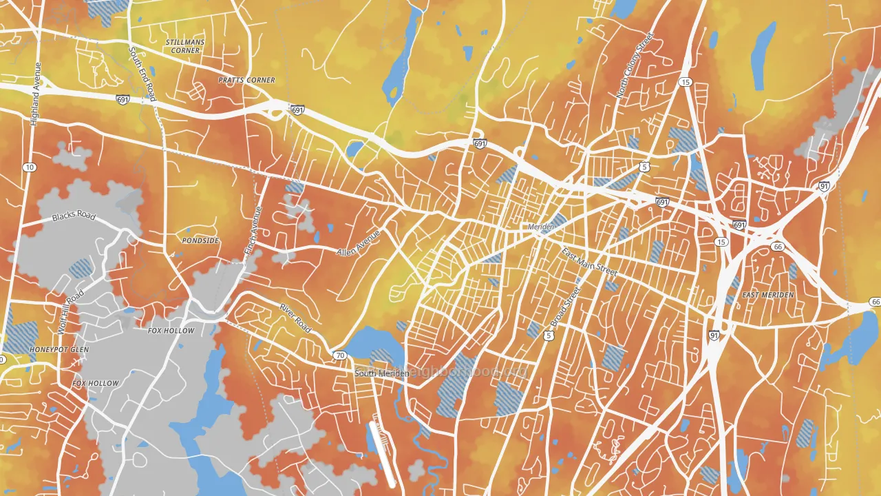 Bike Grade map of 06451, CT