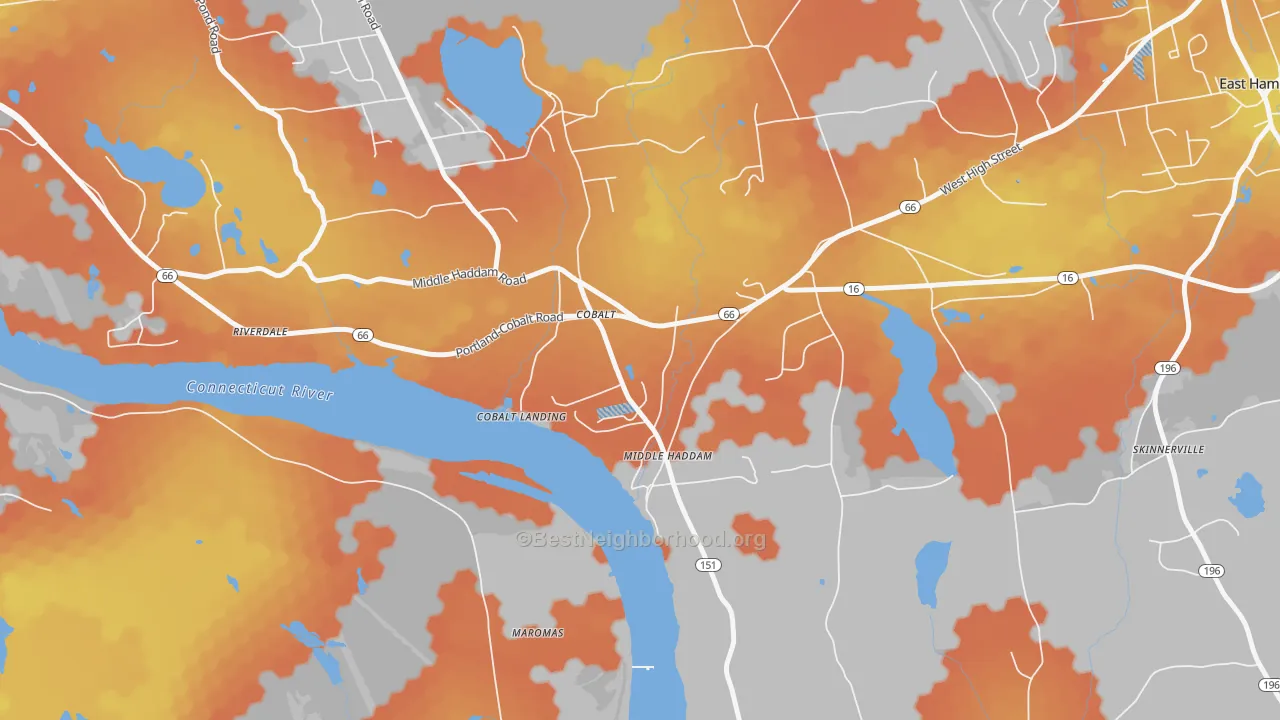 Bike Grade map of 06456, CT