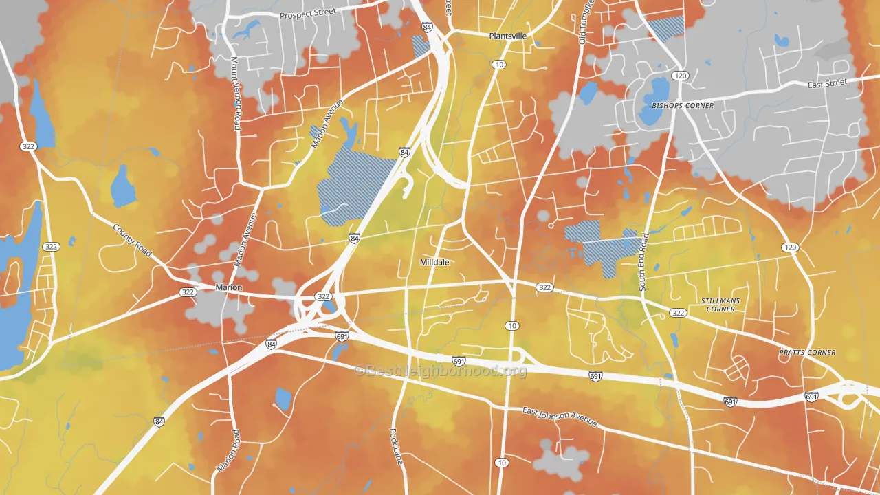 Bike Grade map of 06467, CT