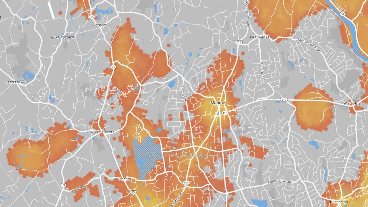 Bike Grade map of 06468, CT