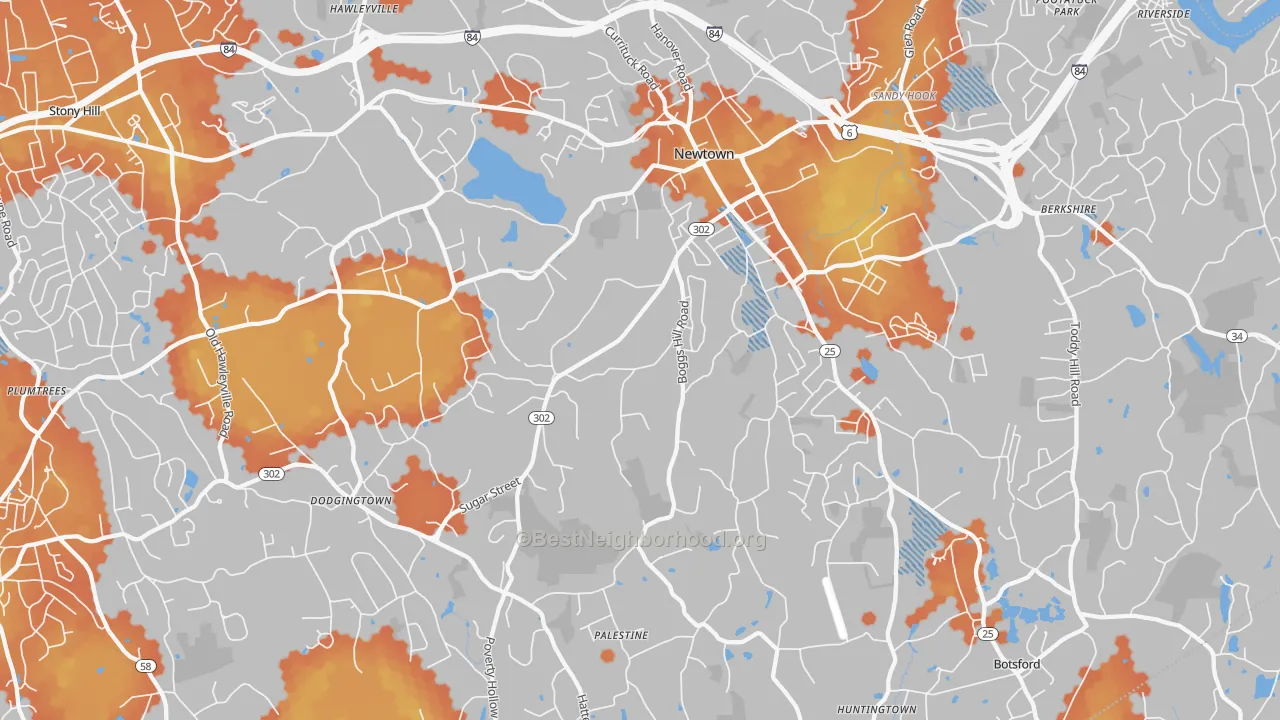 Bike Grade map of 06470, CT