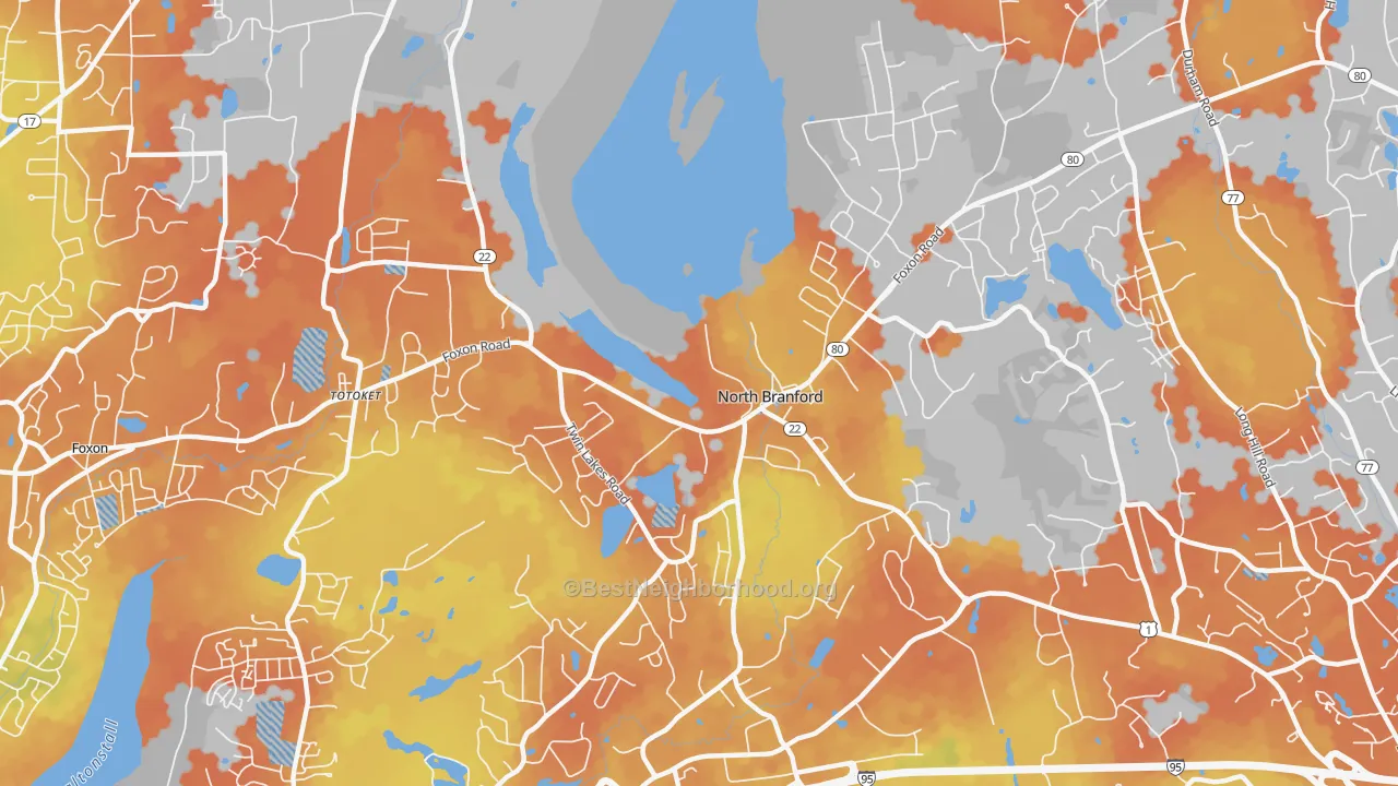 Bike Grade map of 06471, CT