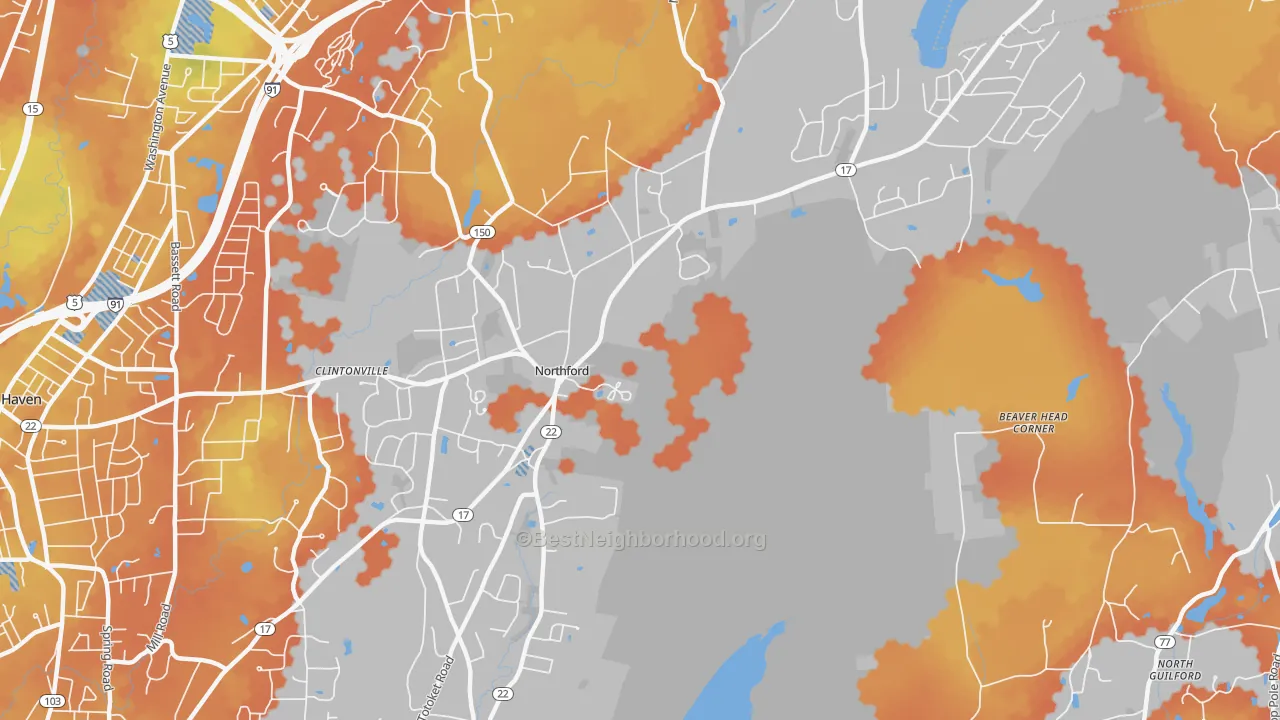 Bike Grade map of 06472, CT