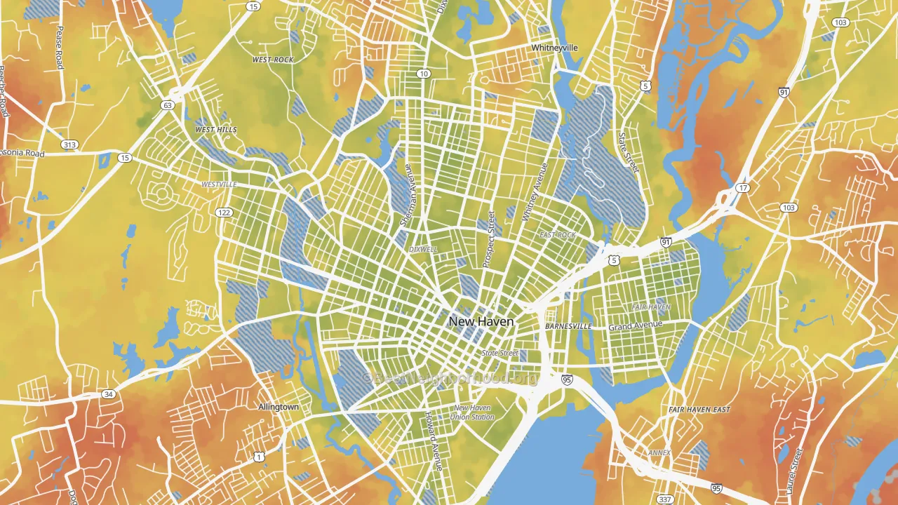 Bike Grade map of 06511, CT