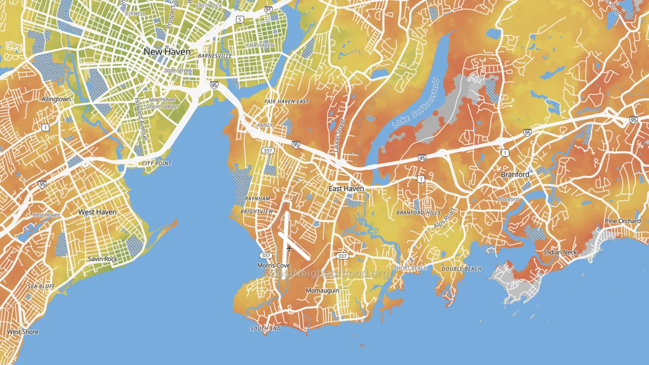 Bike Grade map of 06512, CT