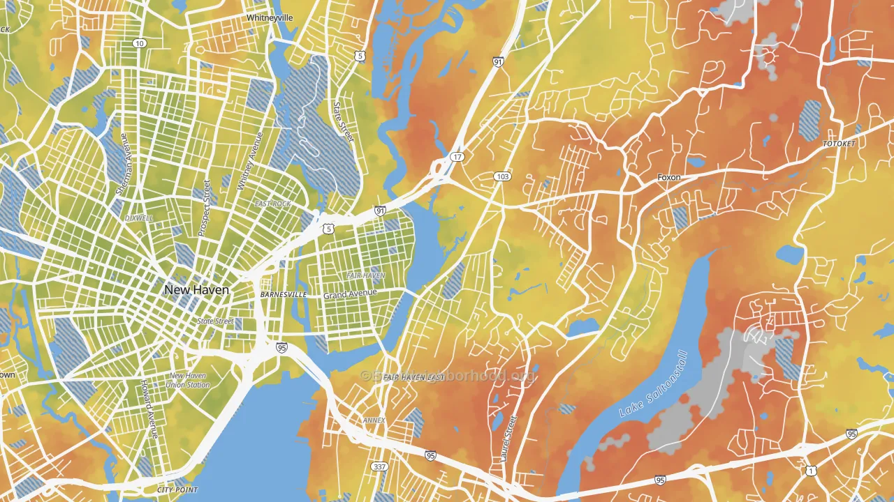 Bike Grade map of 06513, CT
