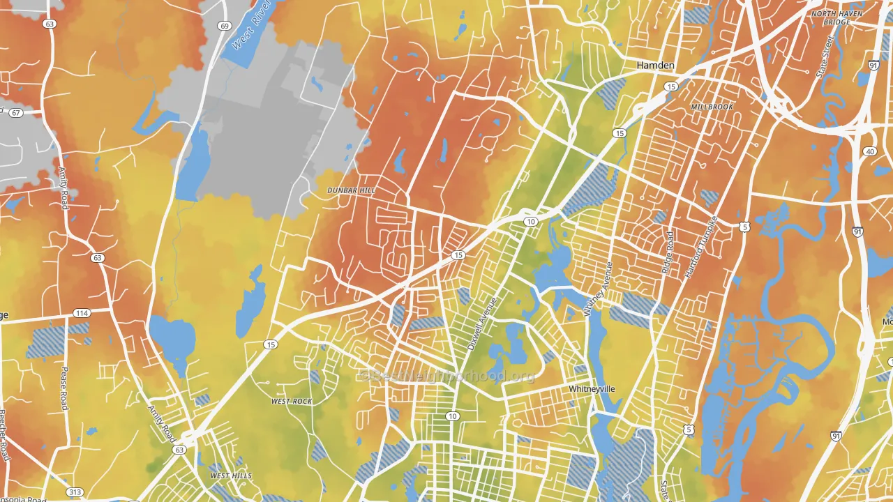 Bike Grade map of 06514, CT