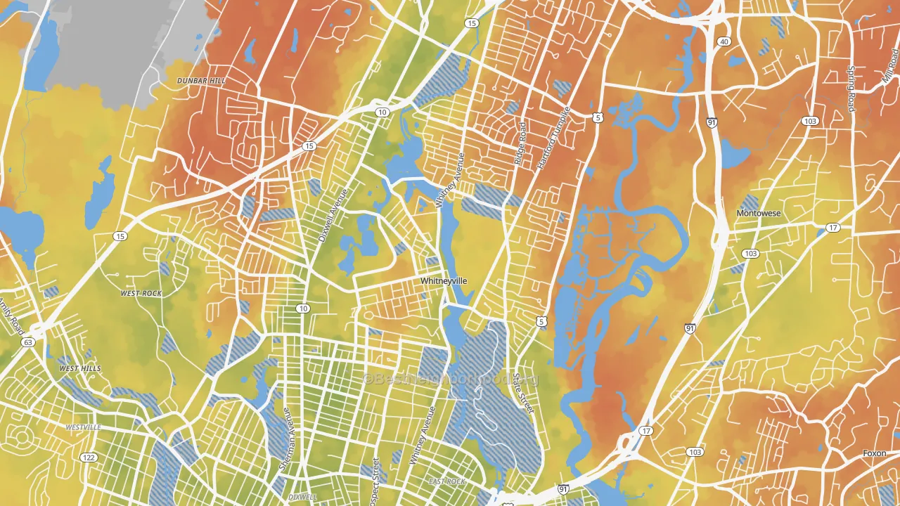 Bike Grade map of 06517, CT