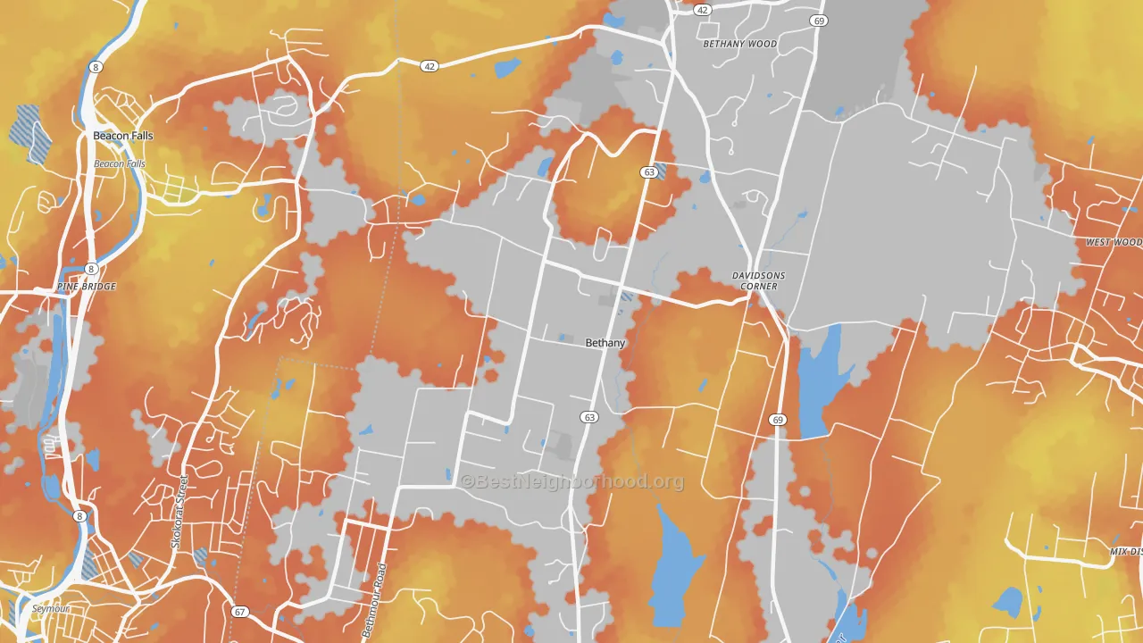 Bike Grade map of 06524, CT