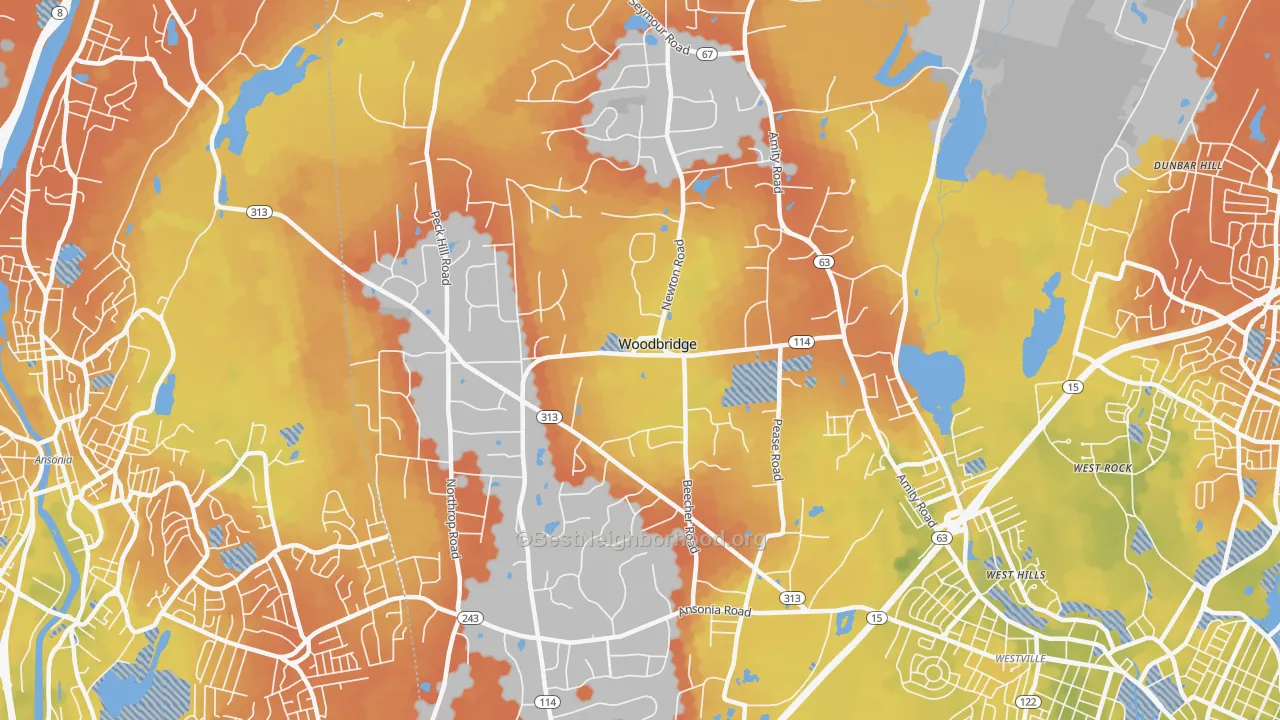 Bike Grade map of 06525, CT