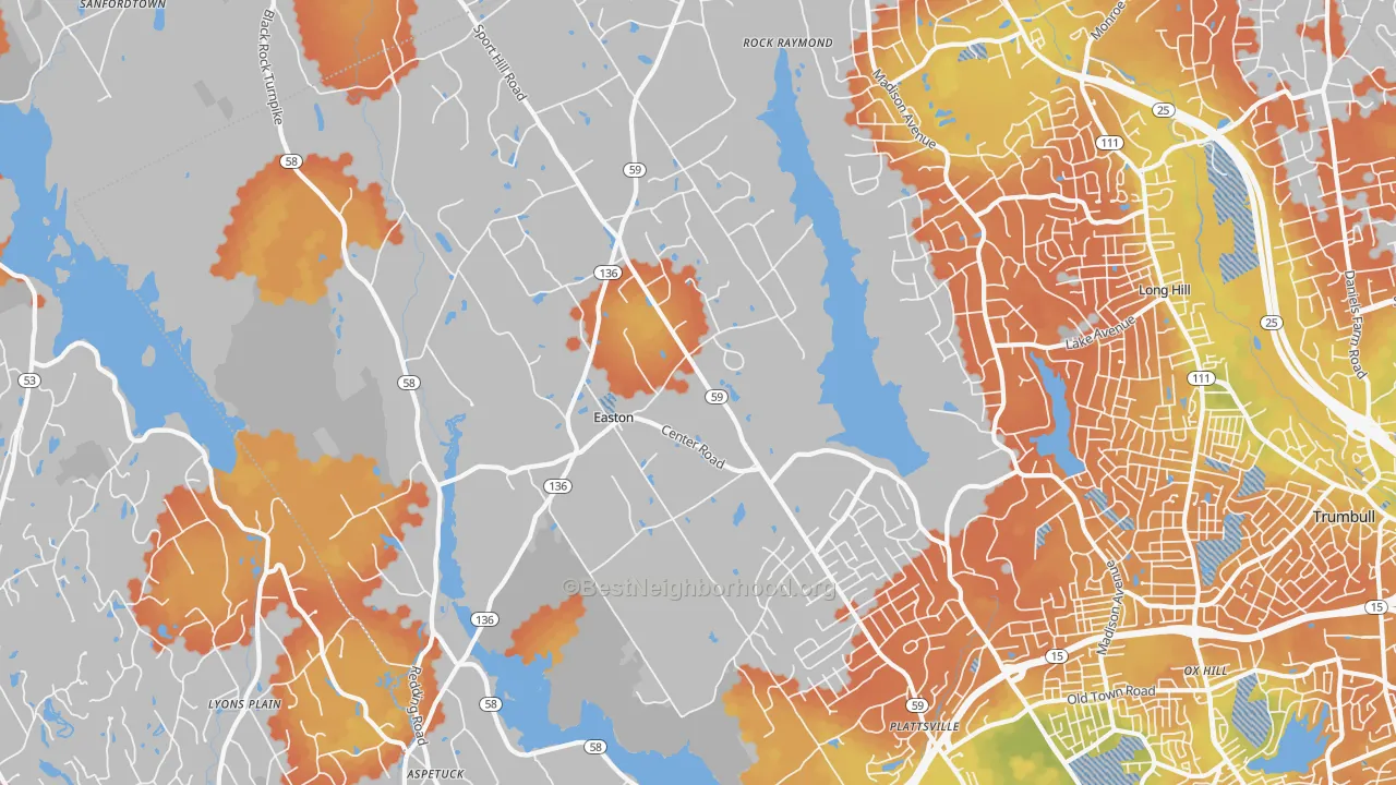 Bike Grade map of 06612, CT