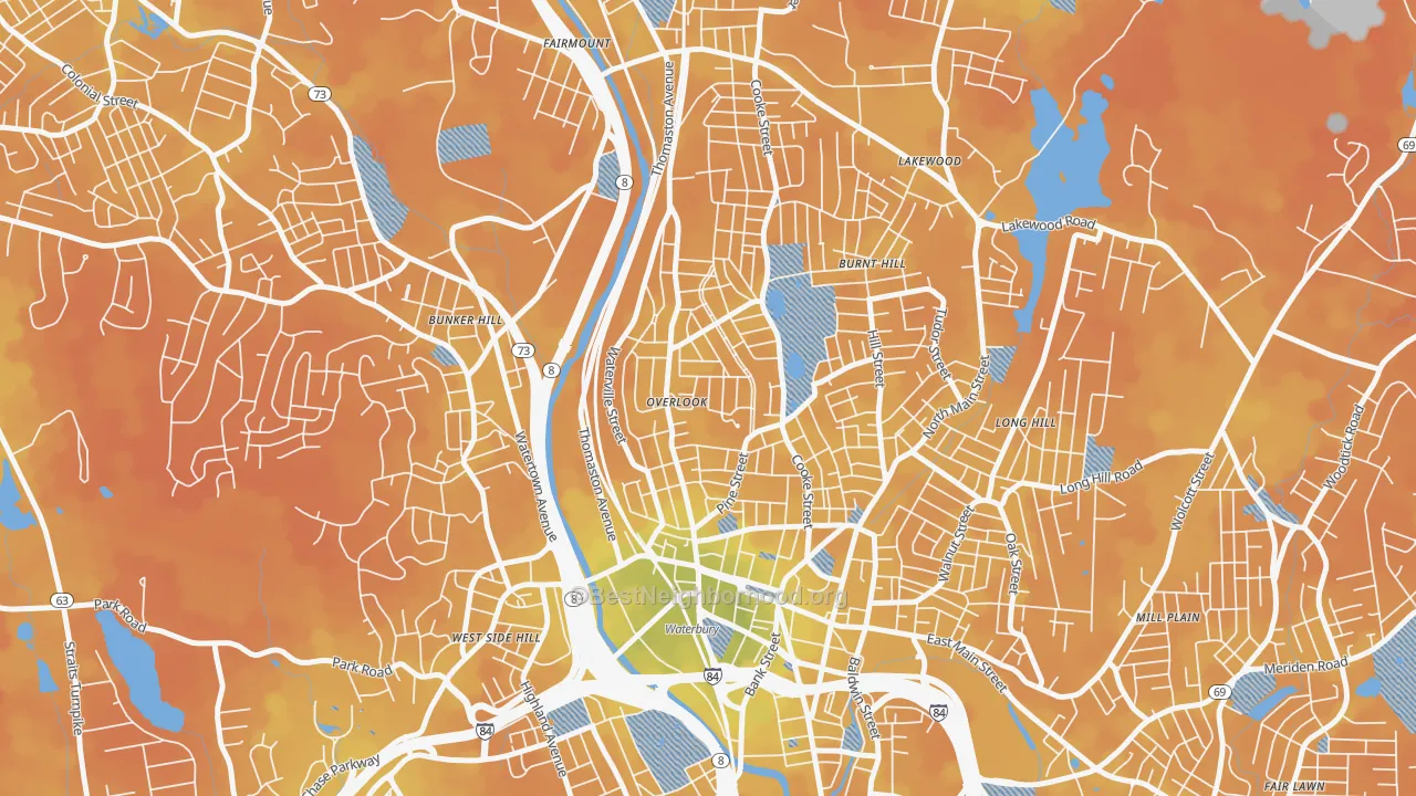 Bike Grade map of 06710, CT
