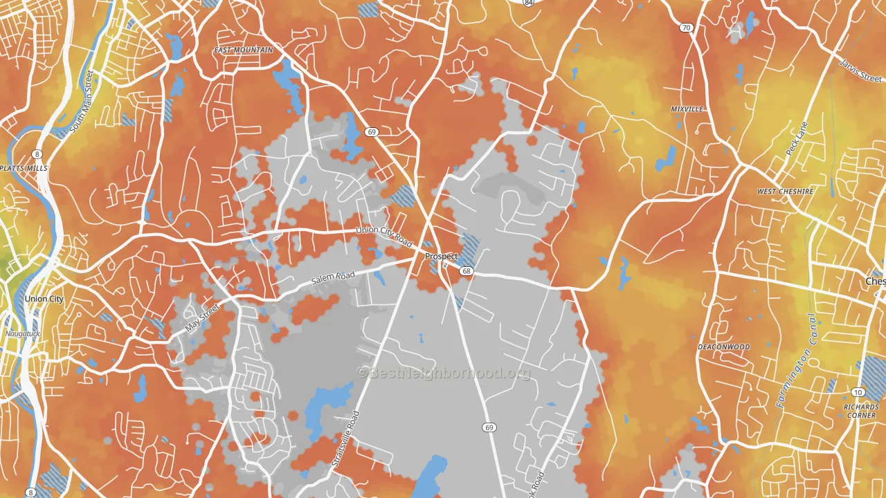 Bike Grade map of 06712, CT