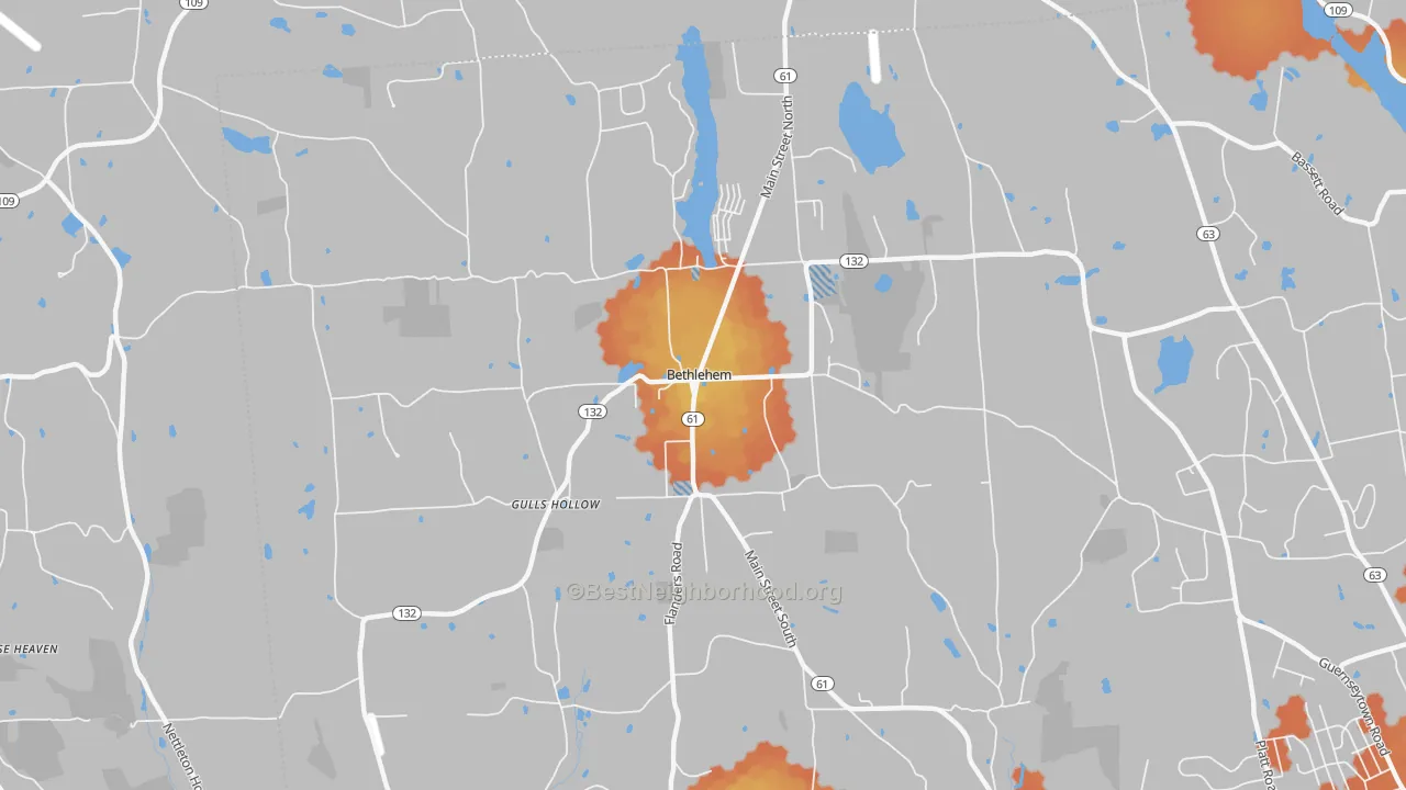 Bike Grade map of 06751, CT